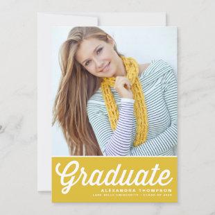 Yellow Retro Bold Typography Photo Graduation Invitation