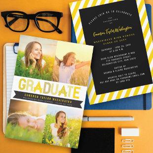 Yellow Ribbon Graduate Photo Graduation Party Invitation