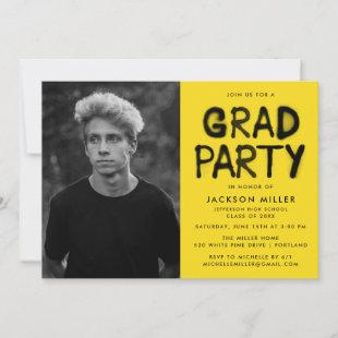 Yellow Spray Paint Photo Graduation Party Invitation