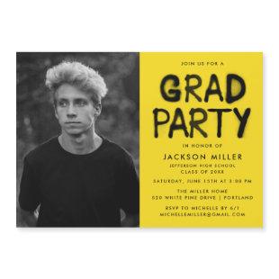 Yellow Spray Paint Photo Graduation Party Magnetic Invitation