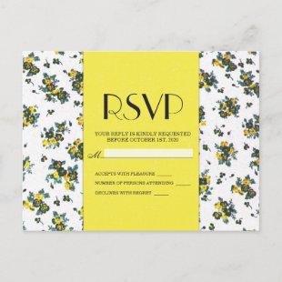 Yellow Spring Flowers on White and Yellow Paper Invitation Postcard