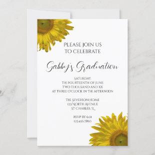 Yellow Sunflowers Graduation Party Invitation