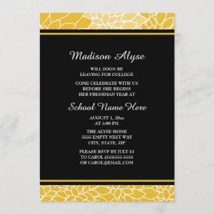 Yellow White Floral College Trunk Party Invitation