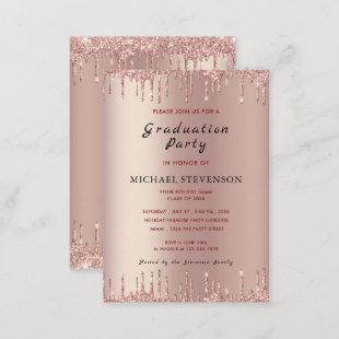 Your Graduation Party Invitation Rose Gold Glitter