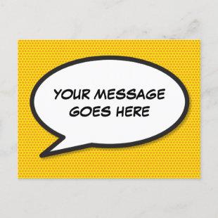 Your Message Speech Bubble Fun Retro Comic Book Announcement Postcard