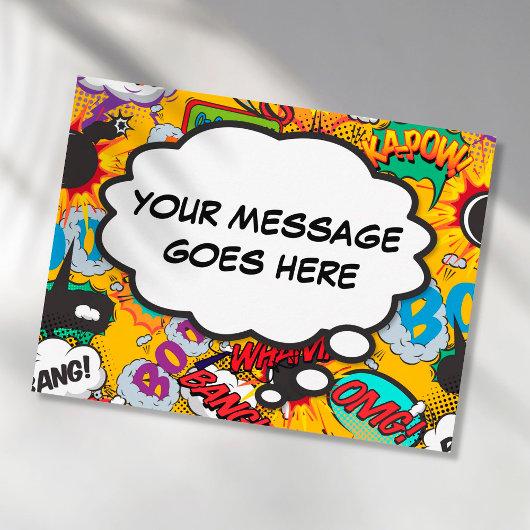 Your Message Thought Bubble Fun Retro Comic Book Postcard