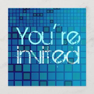 You're Invited All Party Invitation Blue Mosaic