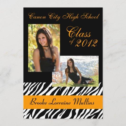 Zebra animal print graduation announcement