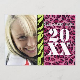 Zebra Leopard Print, Graduation Announcement