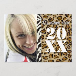 Zebra Leopard Print, Graduation Announcement