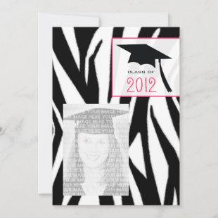 Zebra & Pink Class of 2012 Graduation Photo Invite