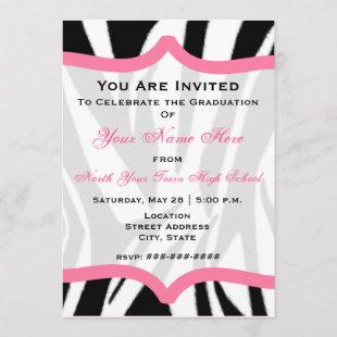 Zebra Print and Pink Class of 2011 Graduation Invitation